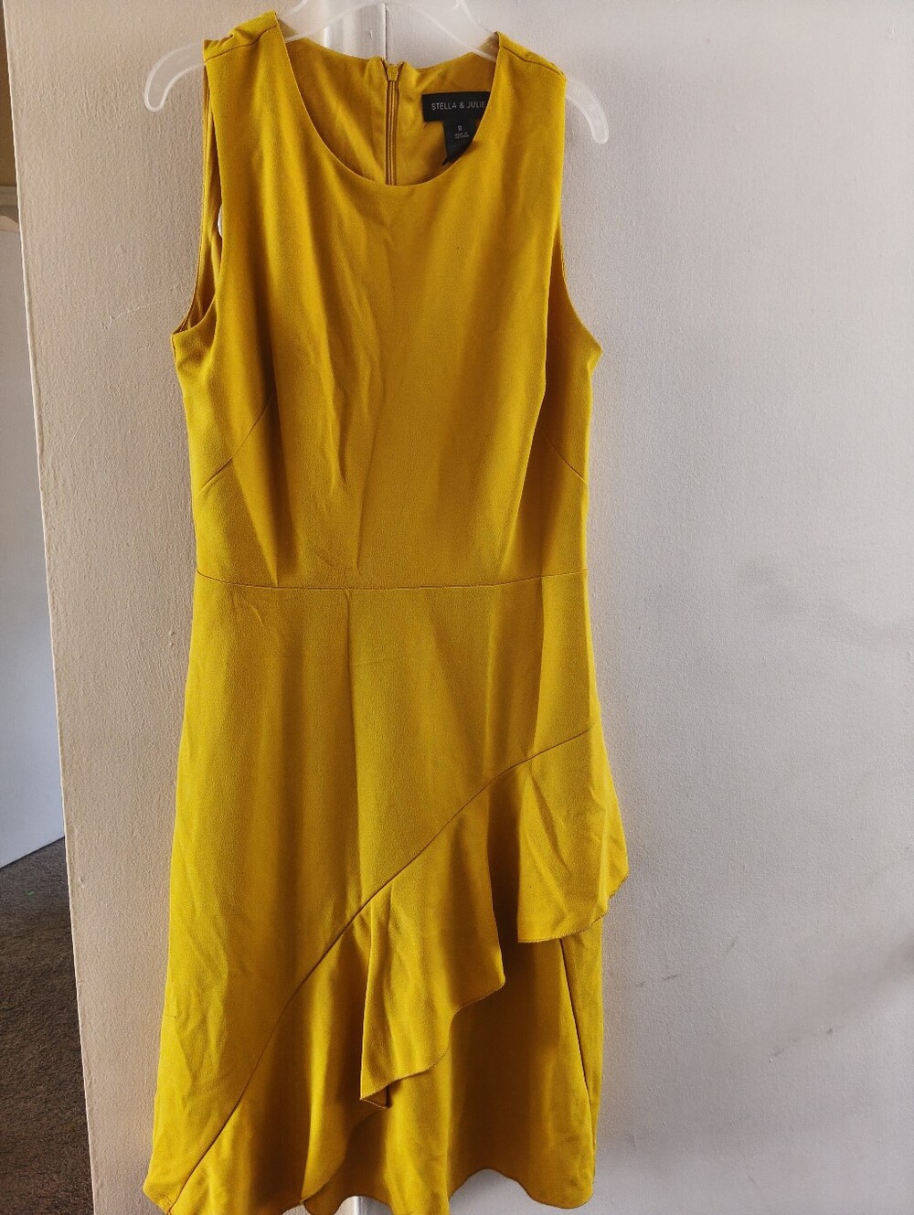 Stella & Dot Yellow Sleeveless Ruffle-Hem Dress